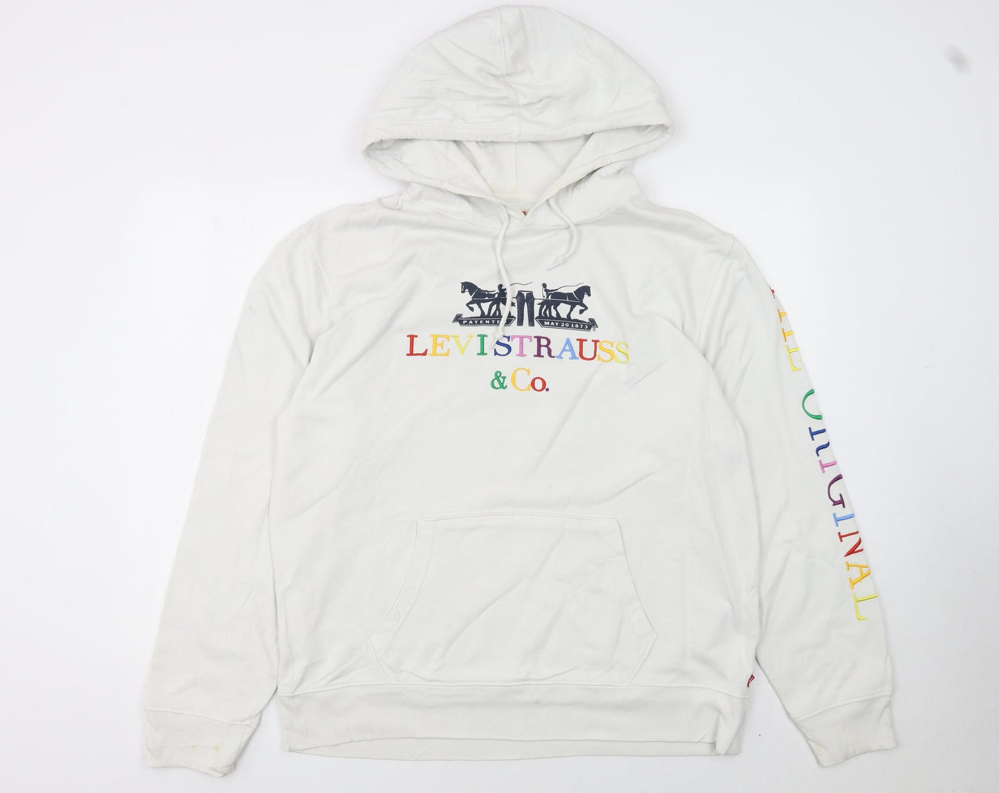 Mens UK Size L Levi's White Pullover Hoodie