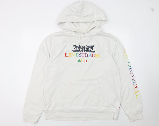 Mens UK Size L Levi's White Pullover Hoodie