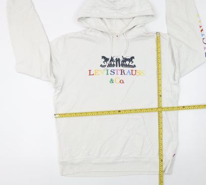 Mens UK Size L Levi's White Pullover Hoodie