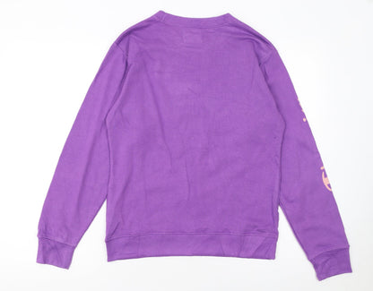 Champion Girls Purple Crew Neck Sweatshirt Size L Cotton Blend Logo Print
