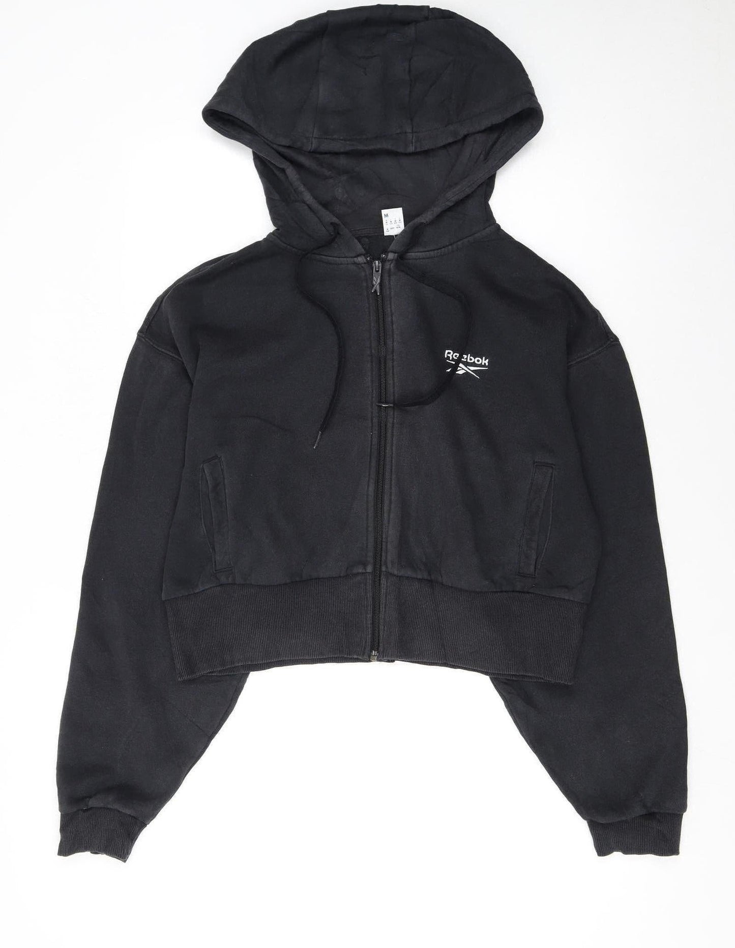 Womens UK Size M Reebok Black Full Zip Hoodie