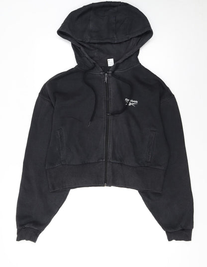 Womens UK Size M Reebok Black Full Zip Hoodie