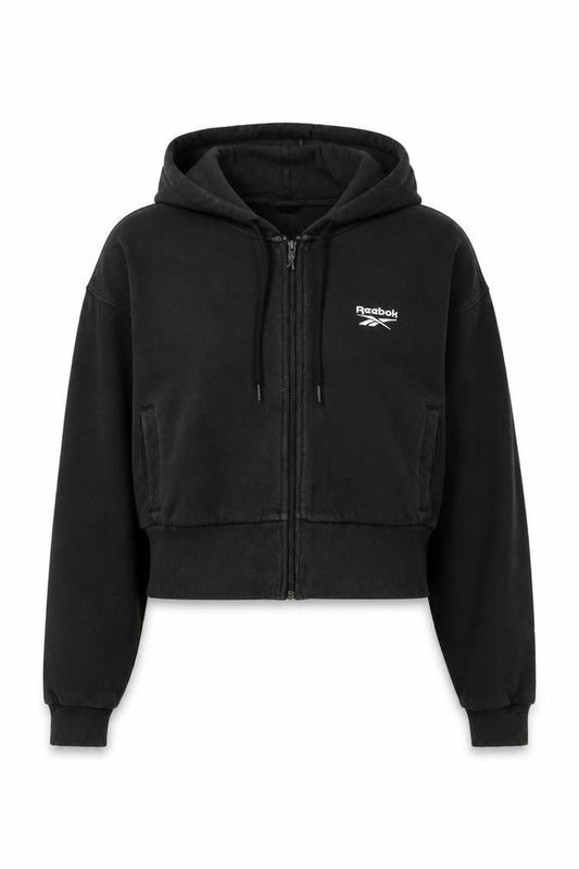 Womens UK Size M Reebok Black Full Zip Hoodie