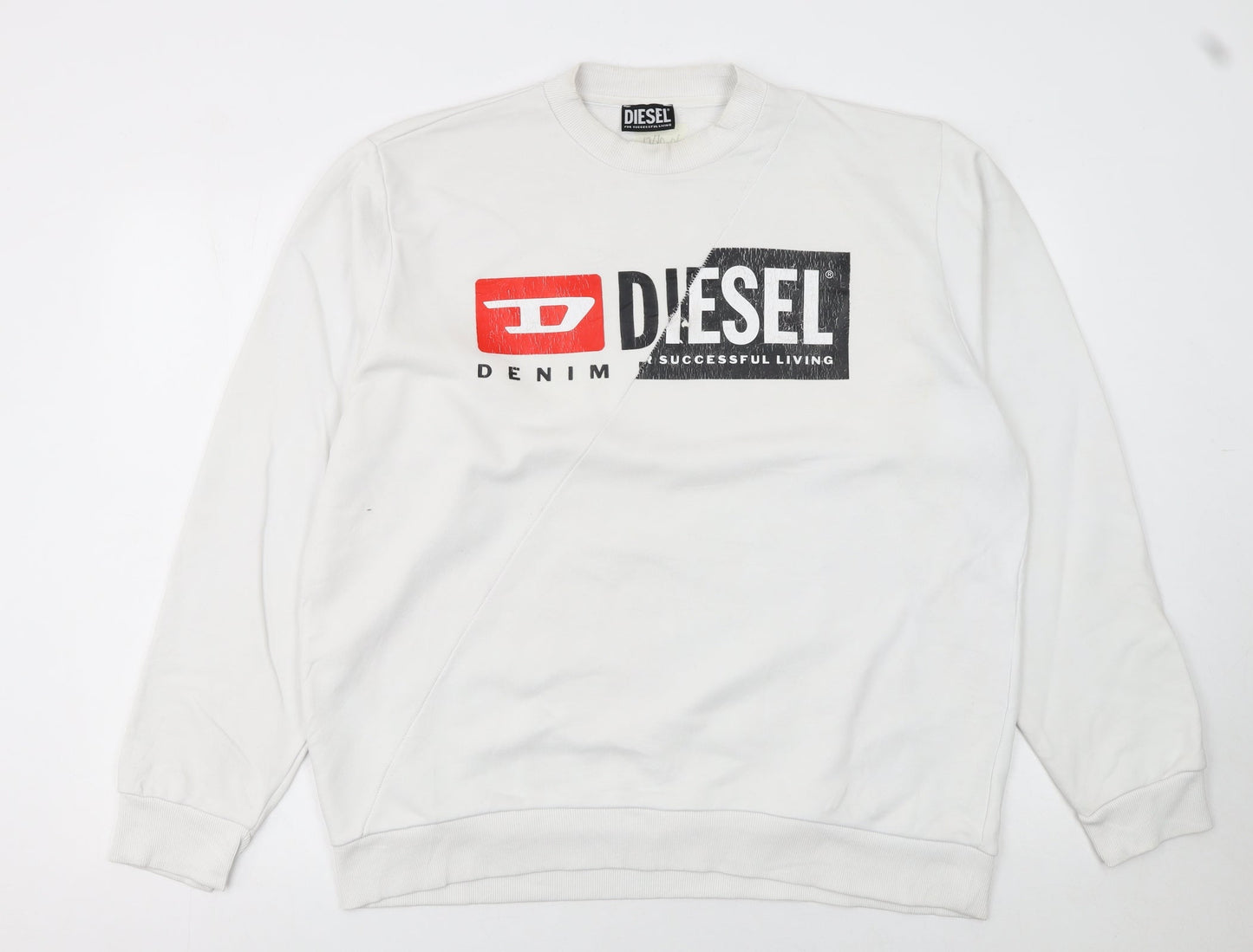 Mens UK Size XL Diesel White Pullover Sweatshirt