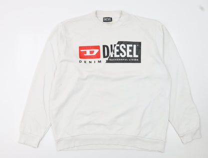Mens UK Size XL Diesel White Pullover Sweatshirt