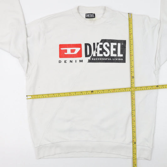 Mens UK Size XL Diesel White Pullover Sweatshirt