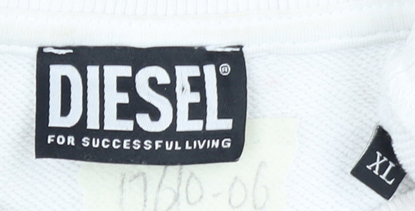Mens UK Size XL Diesel White Pullover Sweatshirt