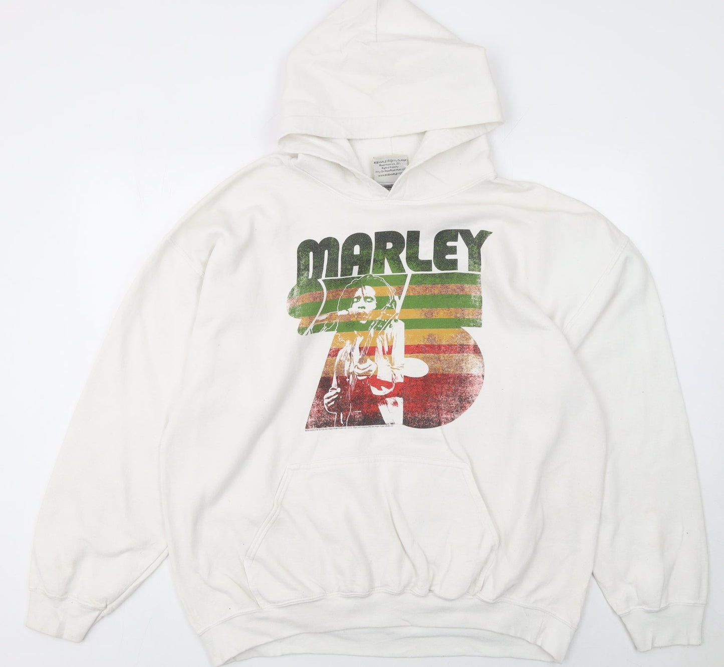Mens UK Size XL Bob Marley White Pullover Hoodie