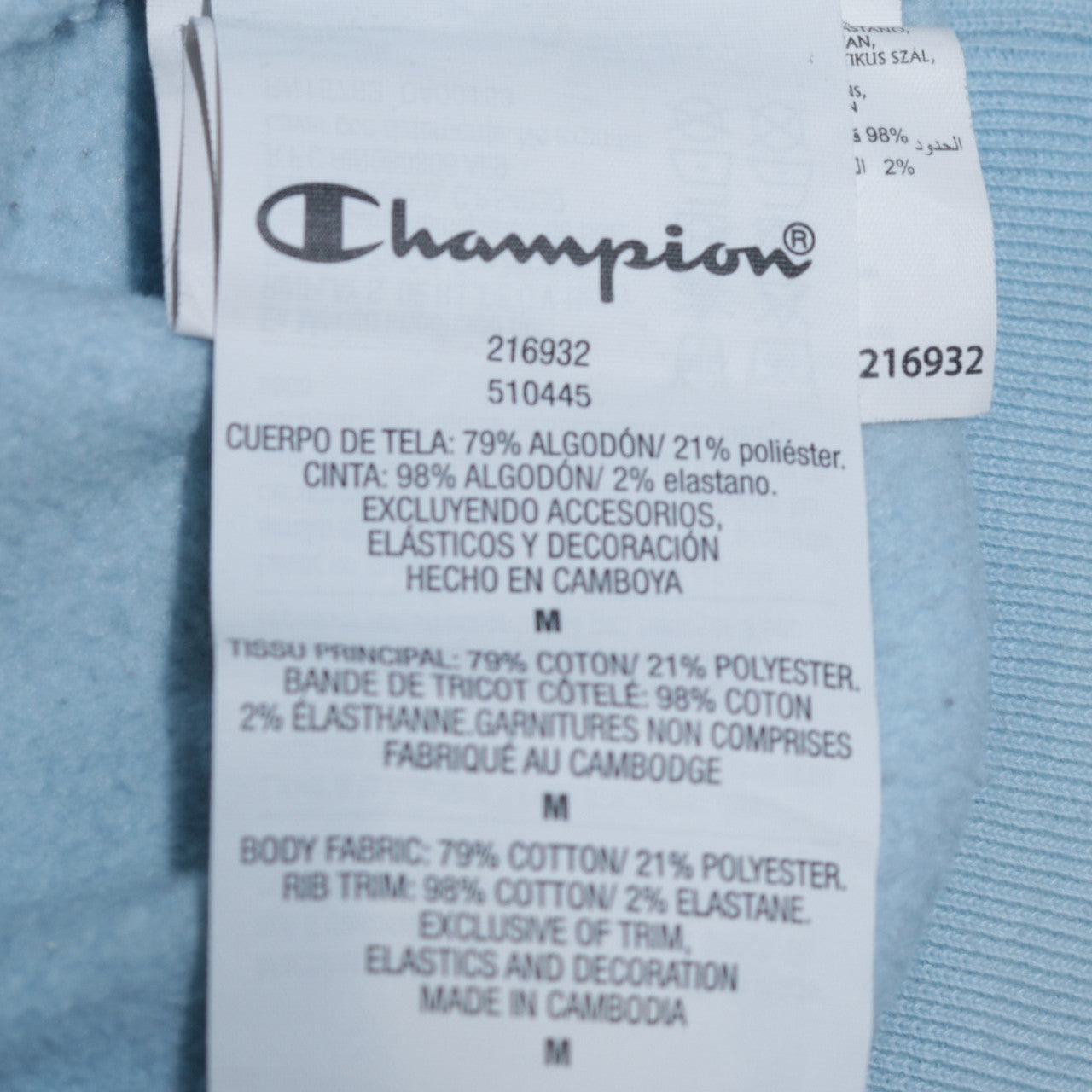 Mens UK Size M Champion Blue Pullover Hoodie