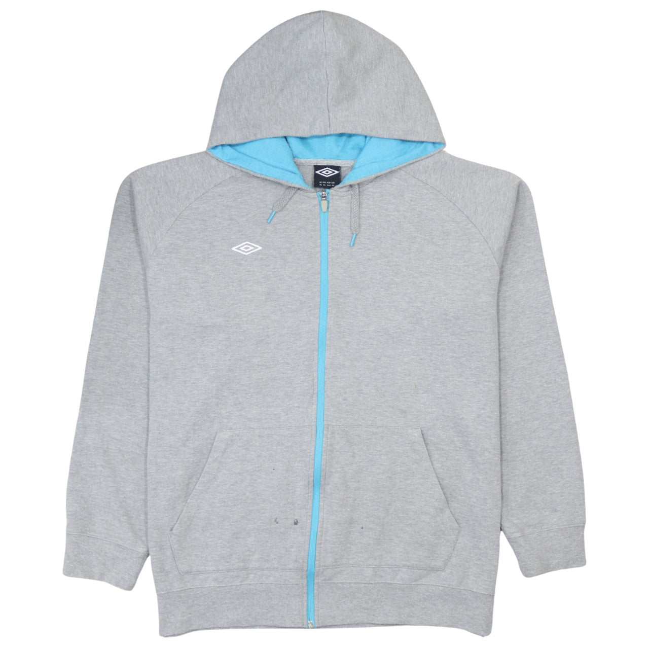 Mens UK Size XL Umbro Grey Full Zip Hoodie