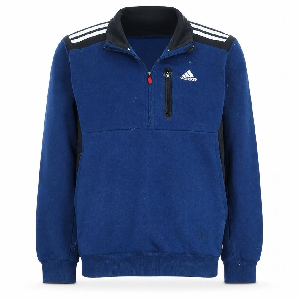 Adidas Men's Blue XS 1/4 Zip Track Jacket with Pockets