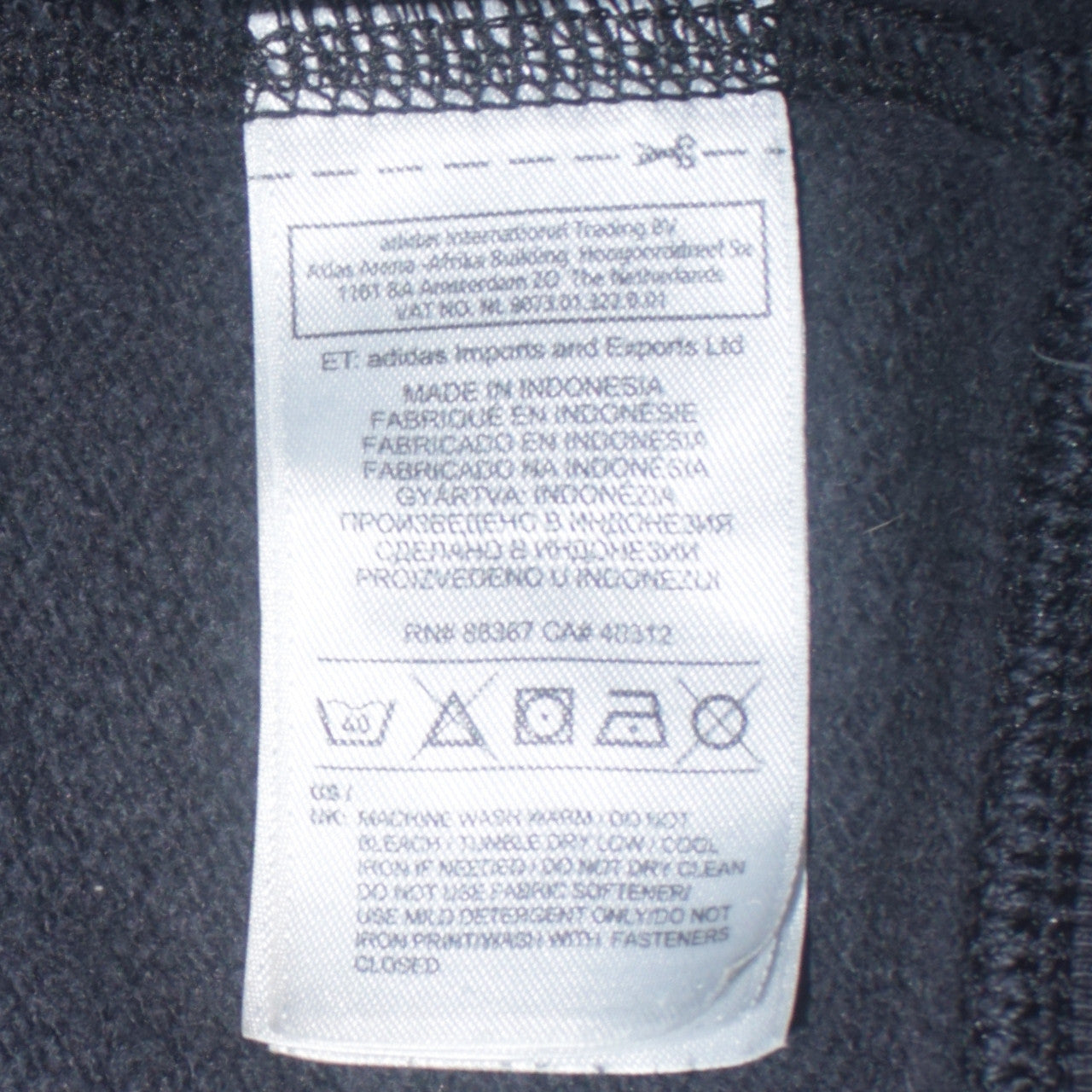 Womens UK Size S adidas Black Full Zip Hoodie