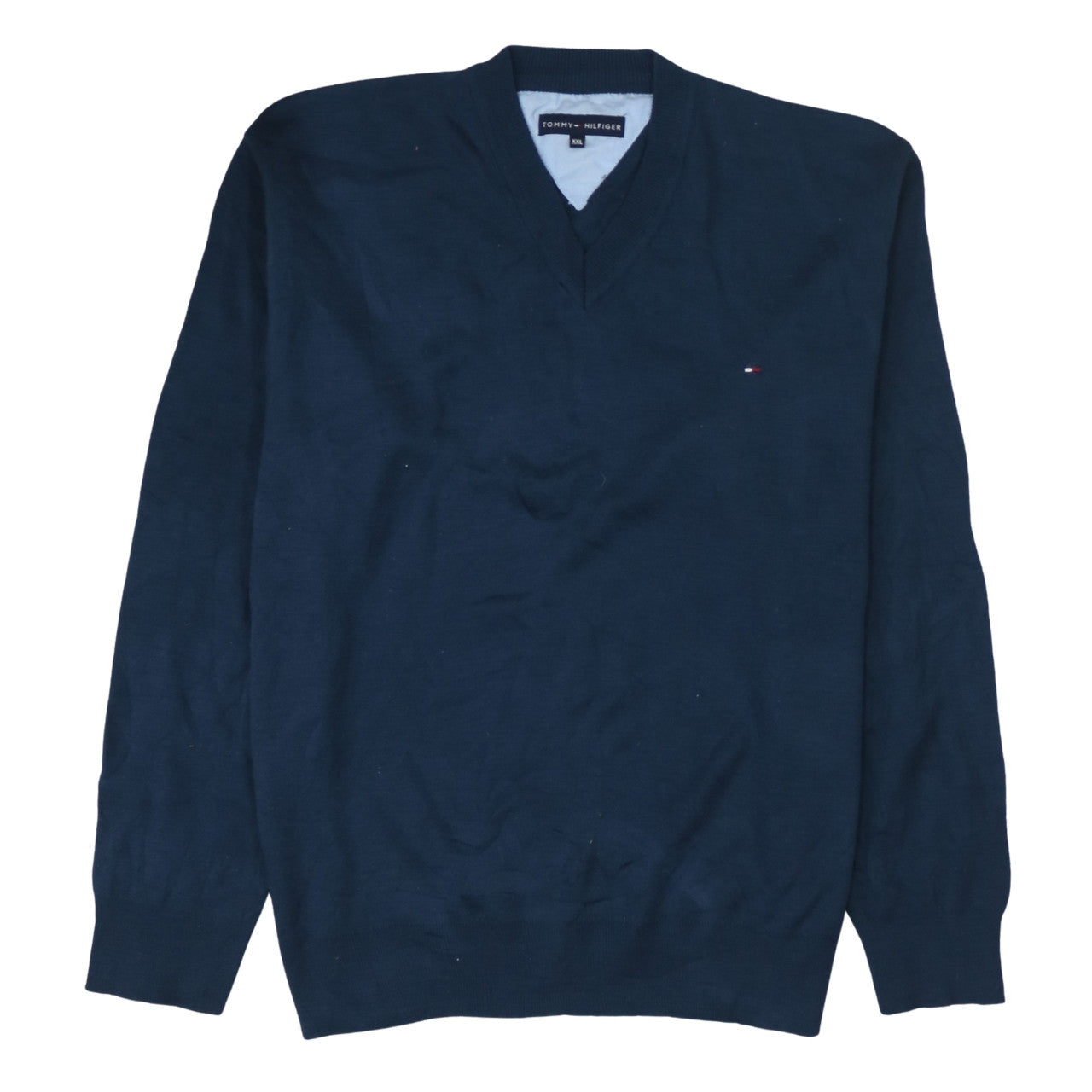 Tommy Hilfiger Men’s Blue Cotton V-Neck Jumper 2XL