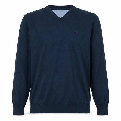 Tommy Hilfiger Men’s Blue Cotton V-Neck Jumper 2XL
