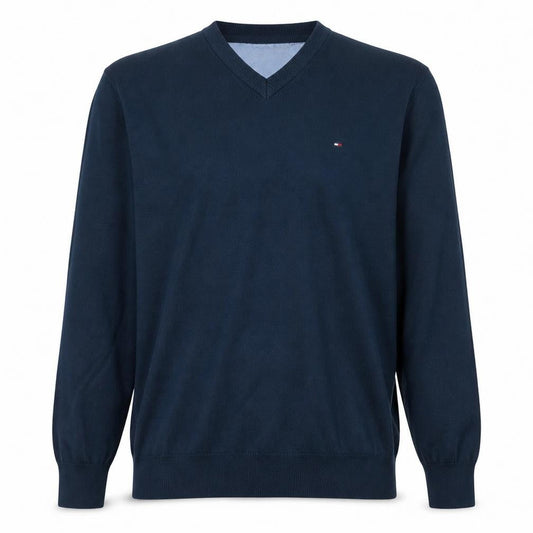 Tommy Hilfiger Men’s Blue Cotton V-Neck Jumper 2XL