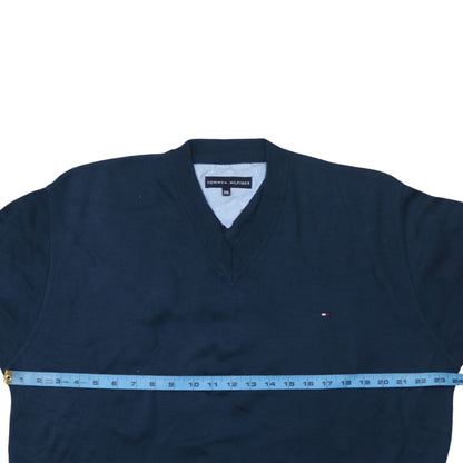 Tommy Hilfiger Men’s Blue Cotton V-Neck Jumper 2XL