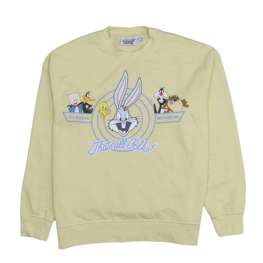 Womens UK Size S Looney Tunes Yellow Pullover Sweatshirt