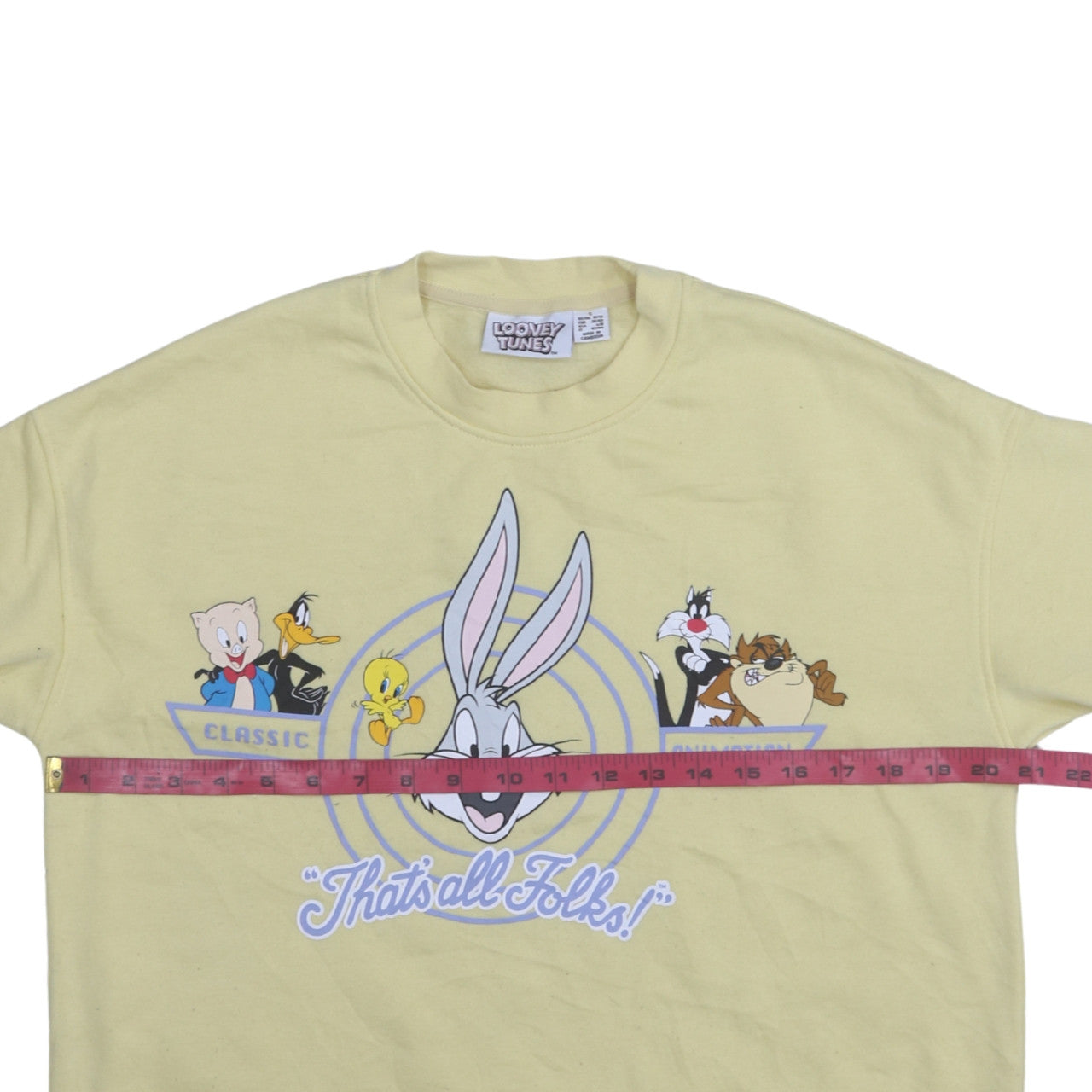 Womens UK Size S Looney Tunes Yellow Pullover Sweatshirt