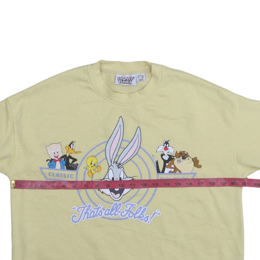 Womens UK Size S Looney Tunes Yellow Pullover Sweatshirt