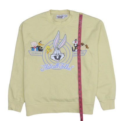 Womens UK Size S Looney Tunes Yellow Pullover Sweatshirt