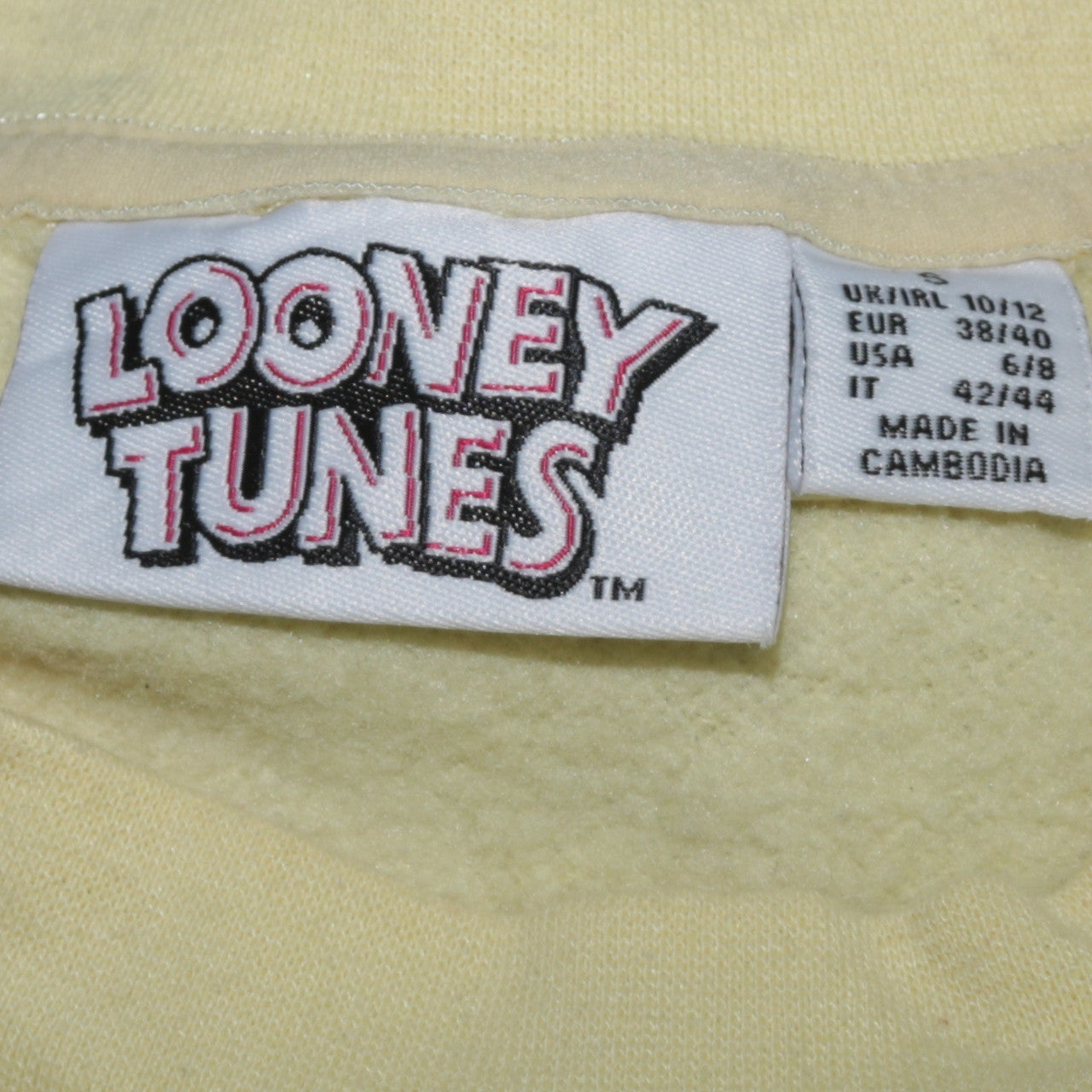Womens UK Size S Looney Tunes Yellow Pullover Sweatshirt