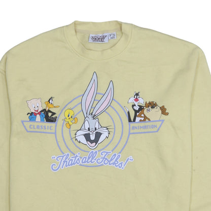 Womens UK Size S Looney Tunes Yellow Pullover Sweatshirt
