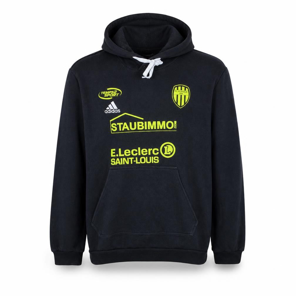 Front view of Adidas men’s black xl pullover hoodie as kunheim sports fleece sweatshirt