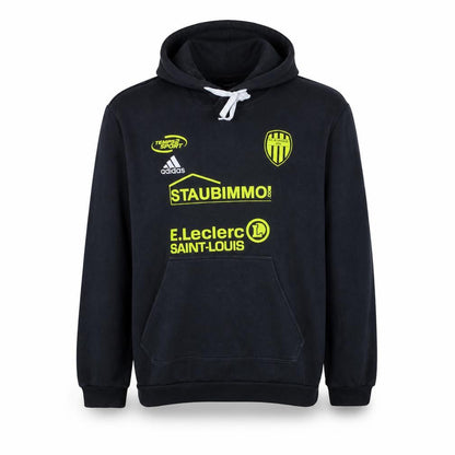 Front view of Adidas men’s black xl pullover hoodie as kunheim sports fleece sweatshirt