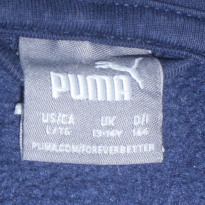 Puma Boys Blue Full Zip Hoodie 13-14 Years Fleece Logo Sweatshirt
