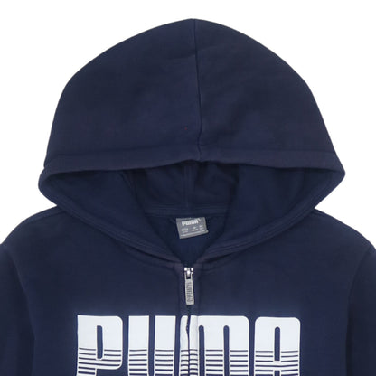Puma Boys Blue Full Zip Hoodie 13-14 Years Fleece Logo Sweatshirt