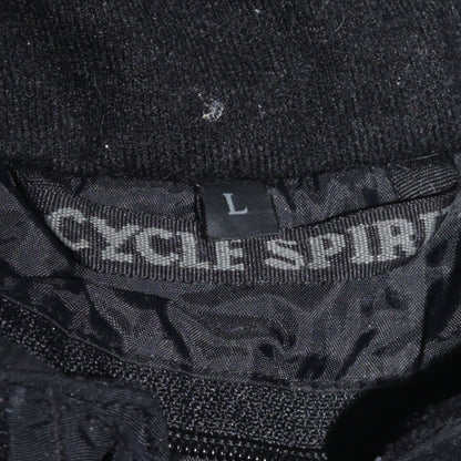 Cycle Spirit Men's Black Blue L Motorcycle Jacket Belted Reflective Lined