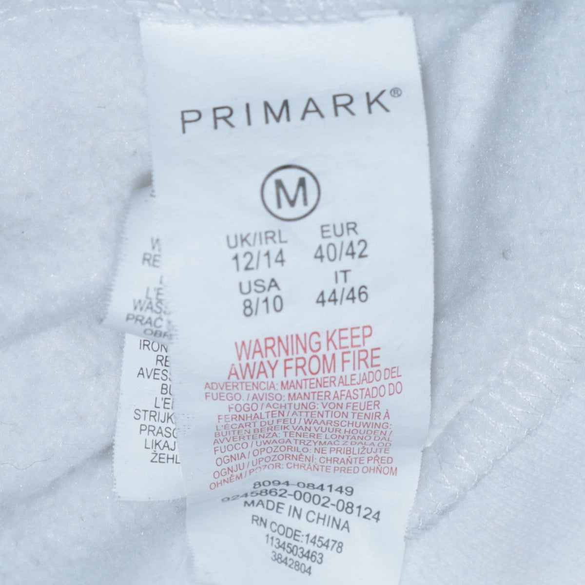 Womens UK Size M Primark White Pullover Hoodie