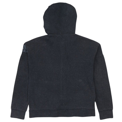 Adidas Boys Black Full Zip Hoodie 13-14 Years Regular Fit Fleece