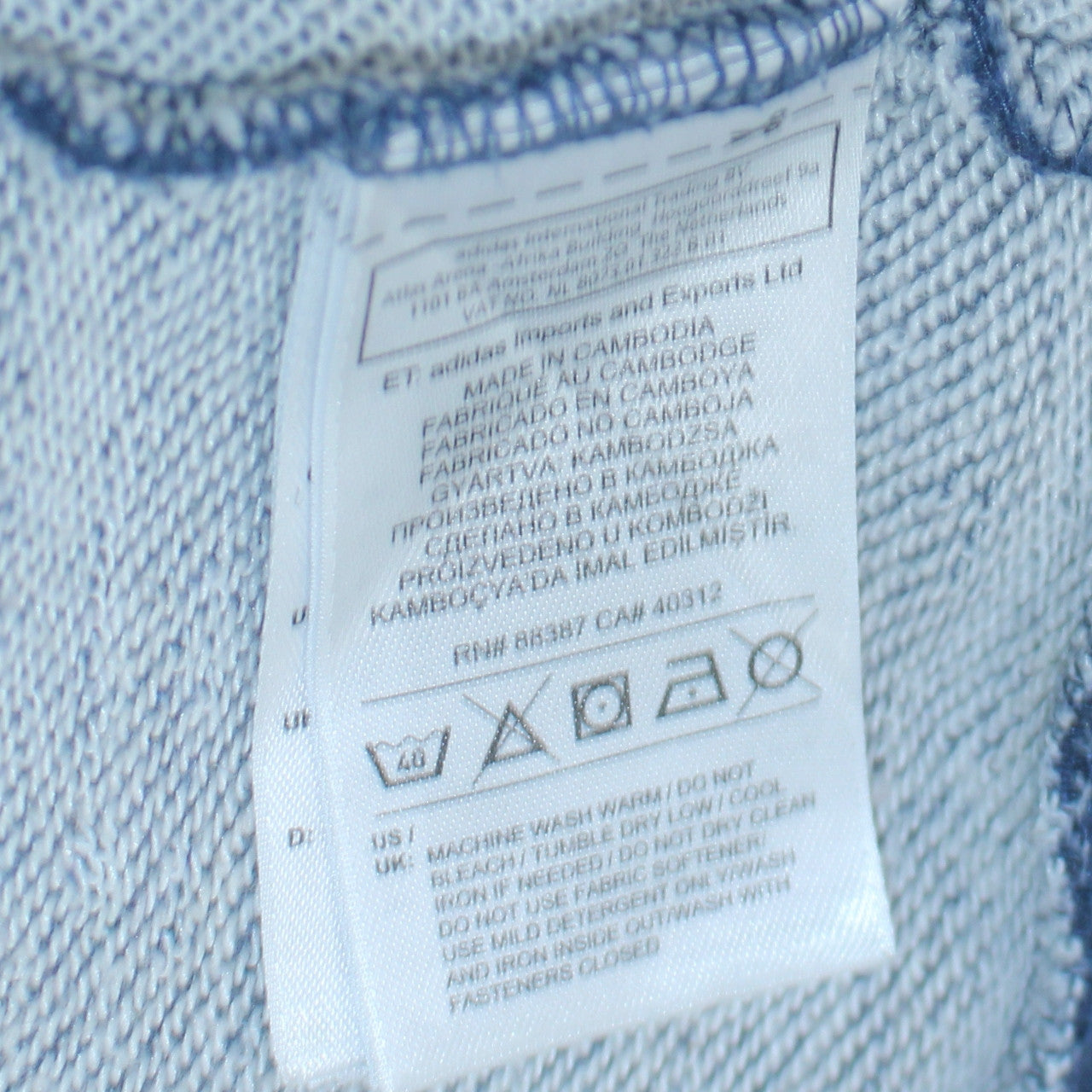 Mens UK Size S adidas Blue Full Zip Hoodie