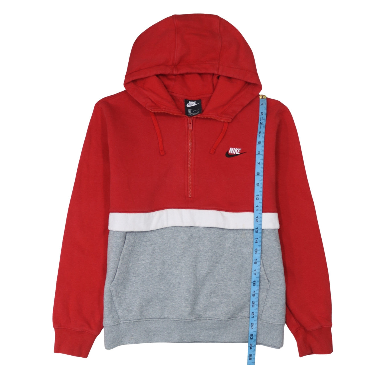 Mens UK Size M Nike Red 1/2 Zip Hoodie