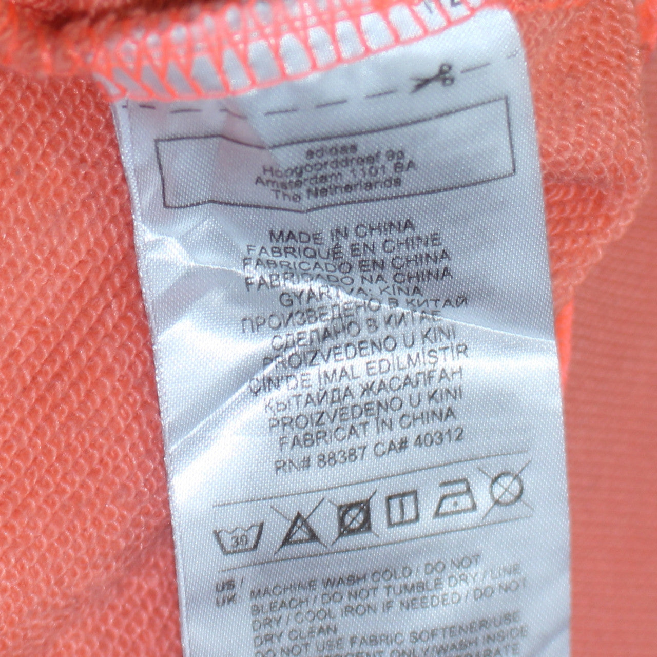 Womens UK Size S adidas Orange Pullover Hoodie