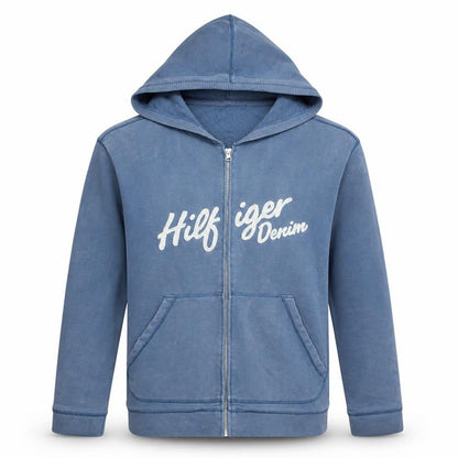Mens UK Size L Tommy Jeans Blue Full Zip Hoodie
