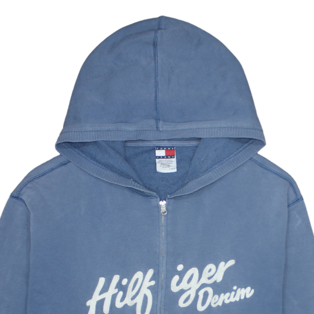 Mens UK Size L Tommy Jeans Blue Full Zip Hoodie