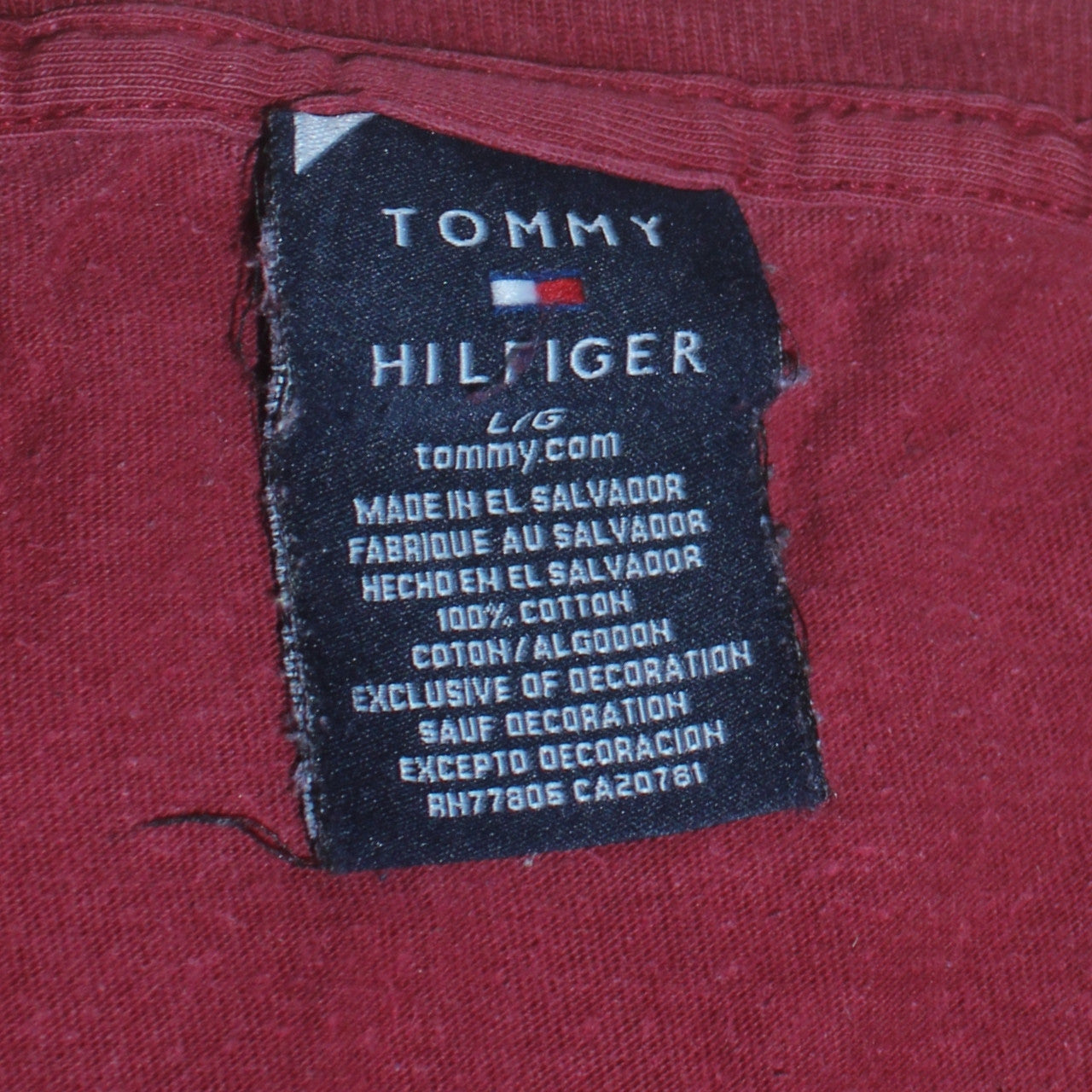 Mens UK Size L Tommy Hilfiger Red  T-Shirt