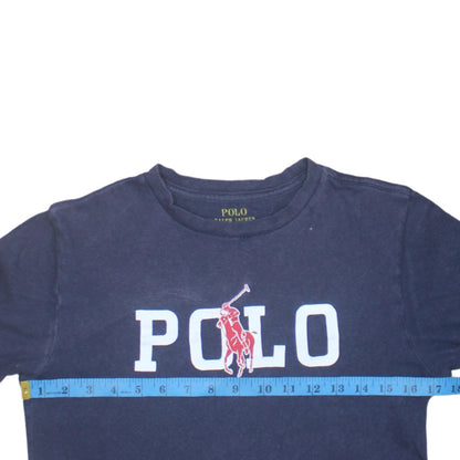 Ralph Lauren Boys Blue Logo Graphic T-Shirt Size 10-12 Years Cotton