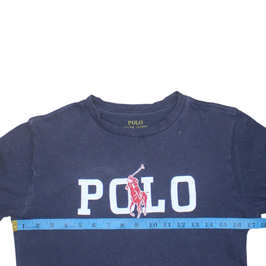 Ralph Lauren Boys Blue Logo Graphic T-Shirt Size 10-12 Years Cotton