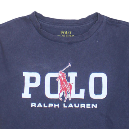 Ralph Lauren Boys Blue Logo Graphic T-Shirt Size 10-12 Years Cotton