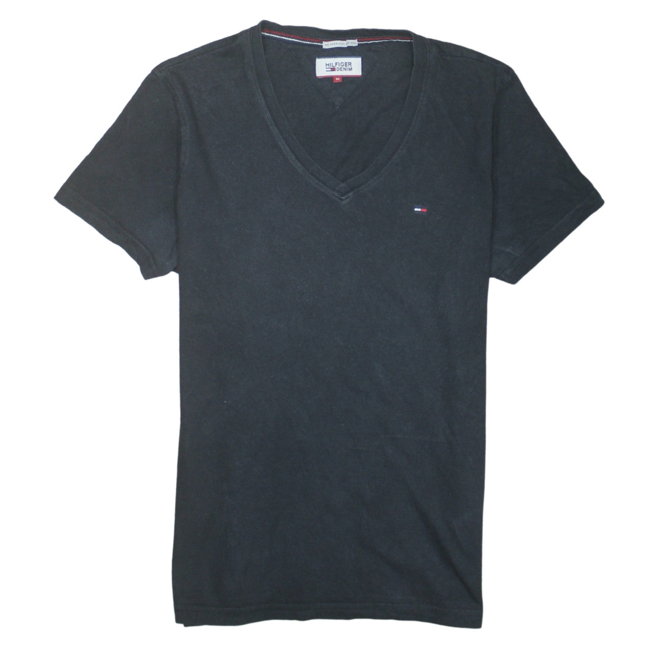 Hilfiger Denim Men's Black V-Neck Short Sleeve Cotton T-Shirt M