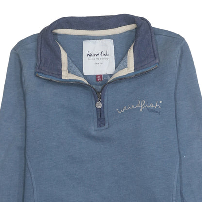 Womens UK Size 10 Weird Fish Blue Pullover Sweatshirt