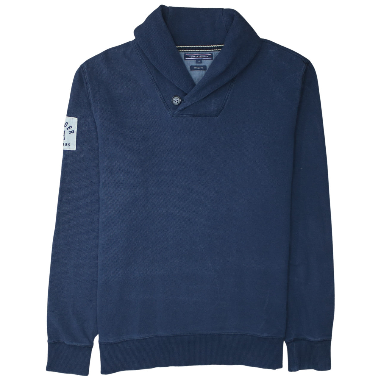 Mens UK Size XL Tommy Hilfiger Blue Henley Sweatshirt