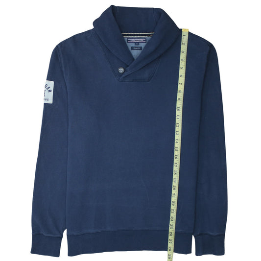 Mens UK Size XL Tommy Hilfiger Blue Henley Sweatshirt