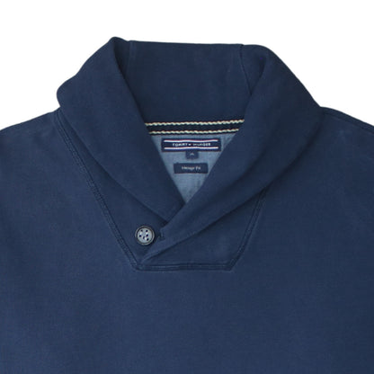Mens UK Size XL Tommy Hilfiger Blue Henley Sweatshirt