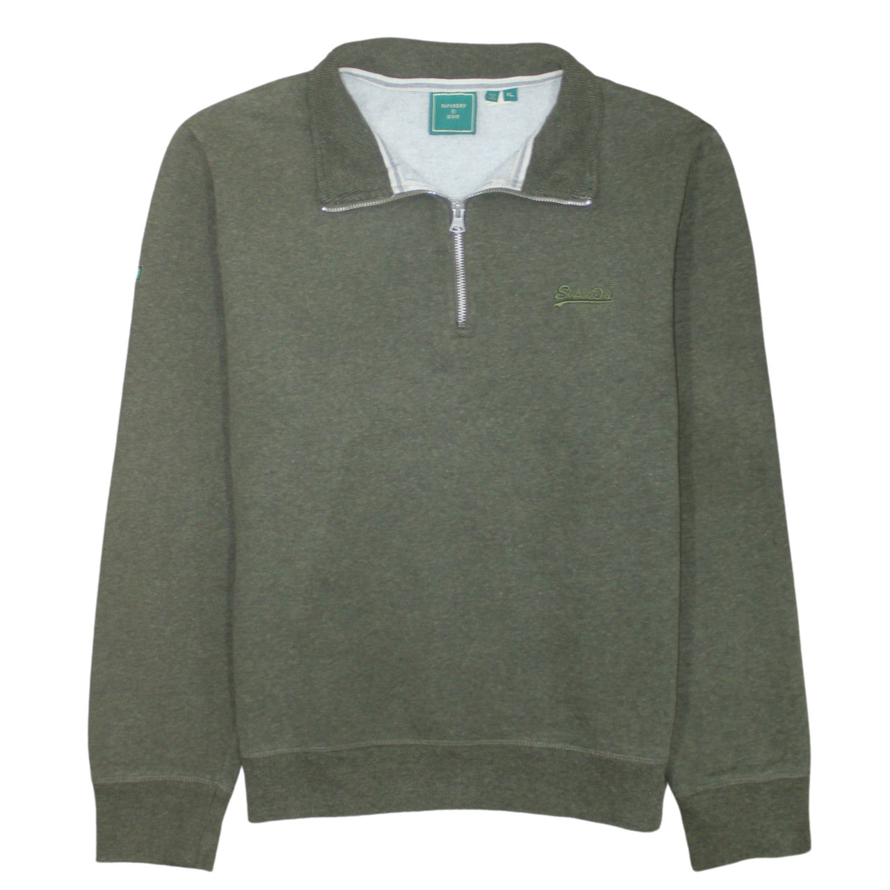 Mens UK Size XL Superdry Green Henley Sweatshirt