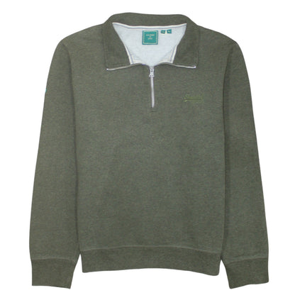 Mens UK Size XL Superdry Green Henley Sweatshirt