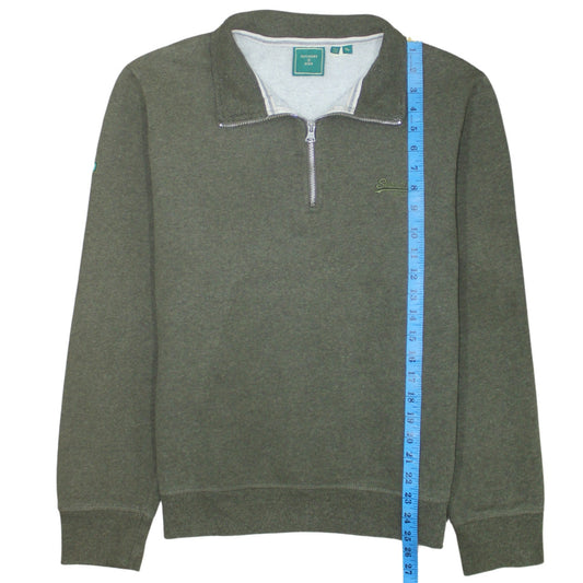 Mens UK Size XL Superdry Green Henley Sweatshirt